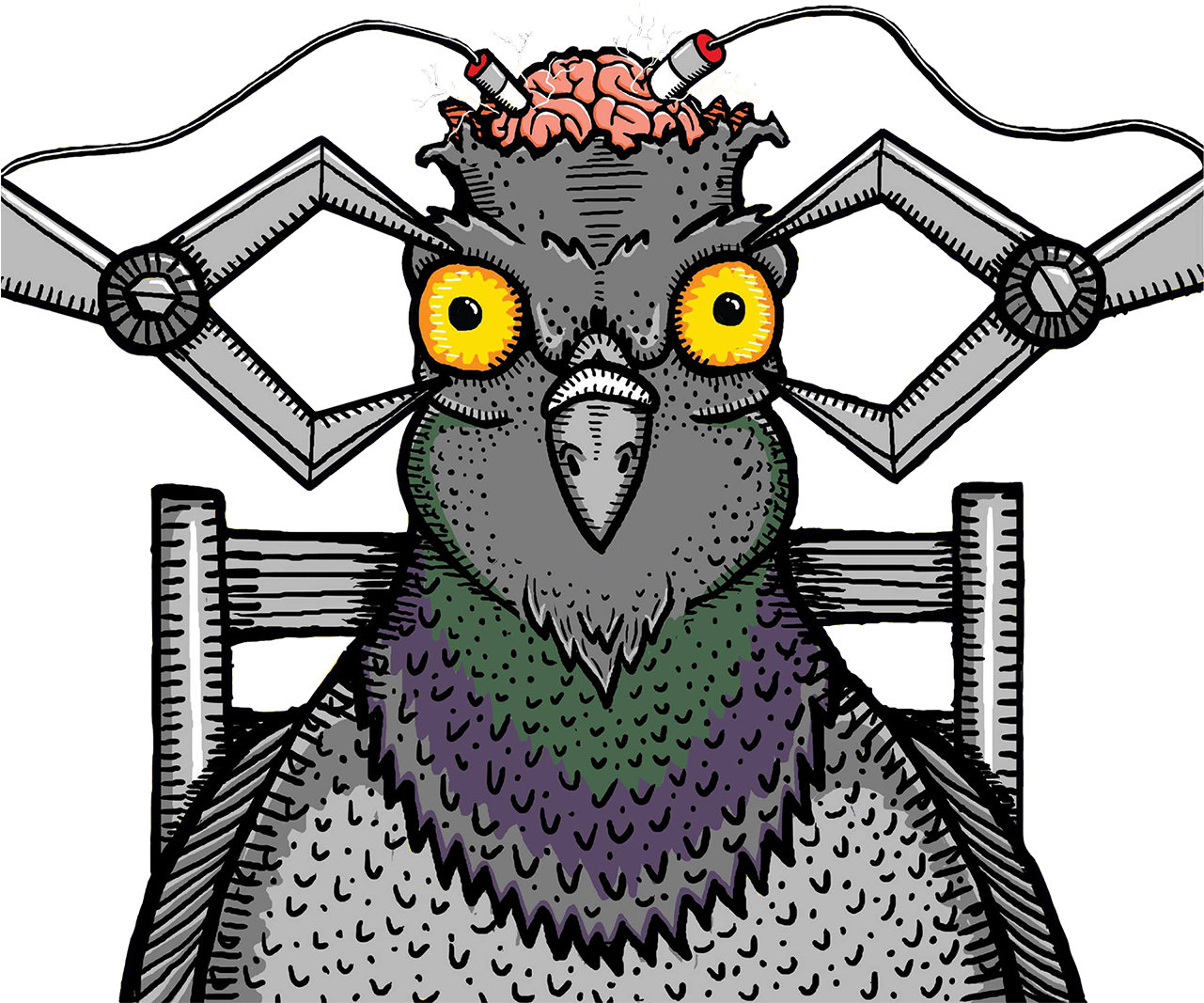 Cybernetic Pigeon Brain Experiment PNG Image