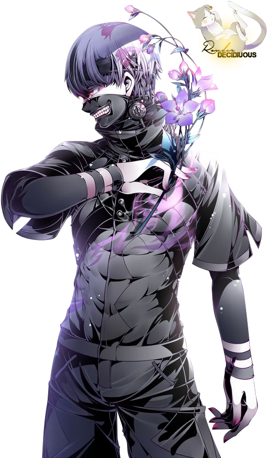 Cyberpunk Floral Anime Character PNG Image