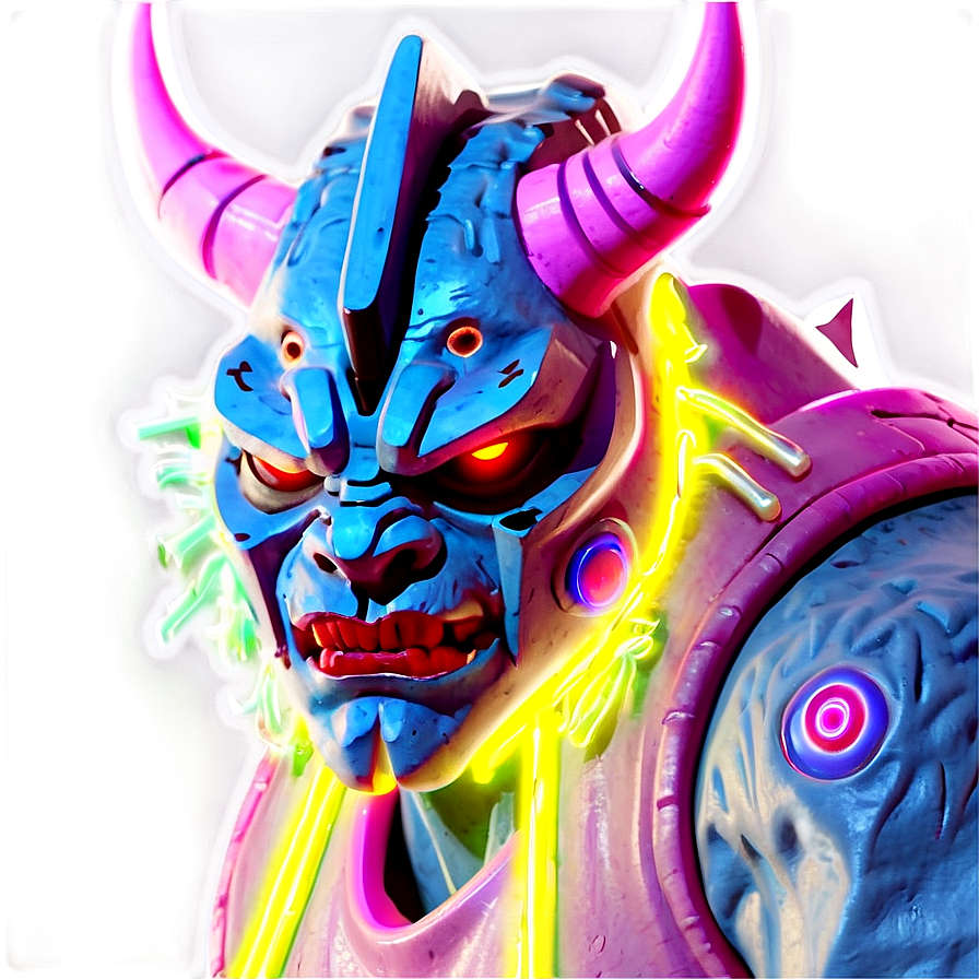 Cyberpunk Oni Neon Art Png Ntb PNG Image