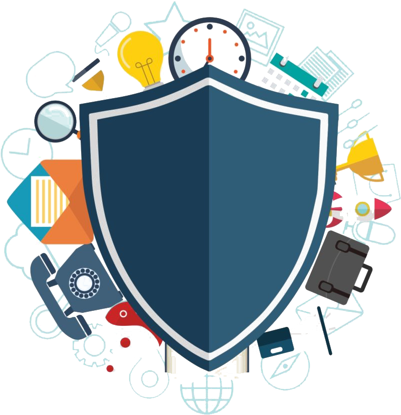 Cybersecurity Concept Shieldand Icons PNG Image