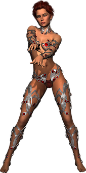 Cyborg Fashion Model Pose PNG Image