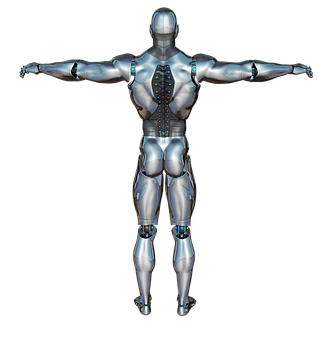 Cyborg Humanoid Model Pose PNG Image