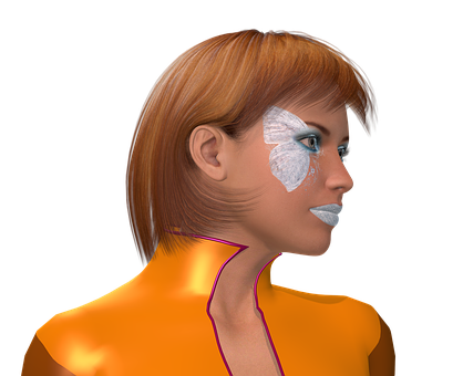 Cyborg Woman Profile View PNG Image