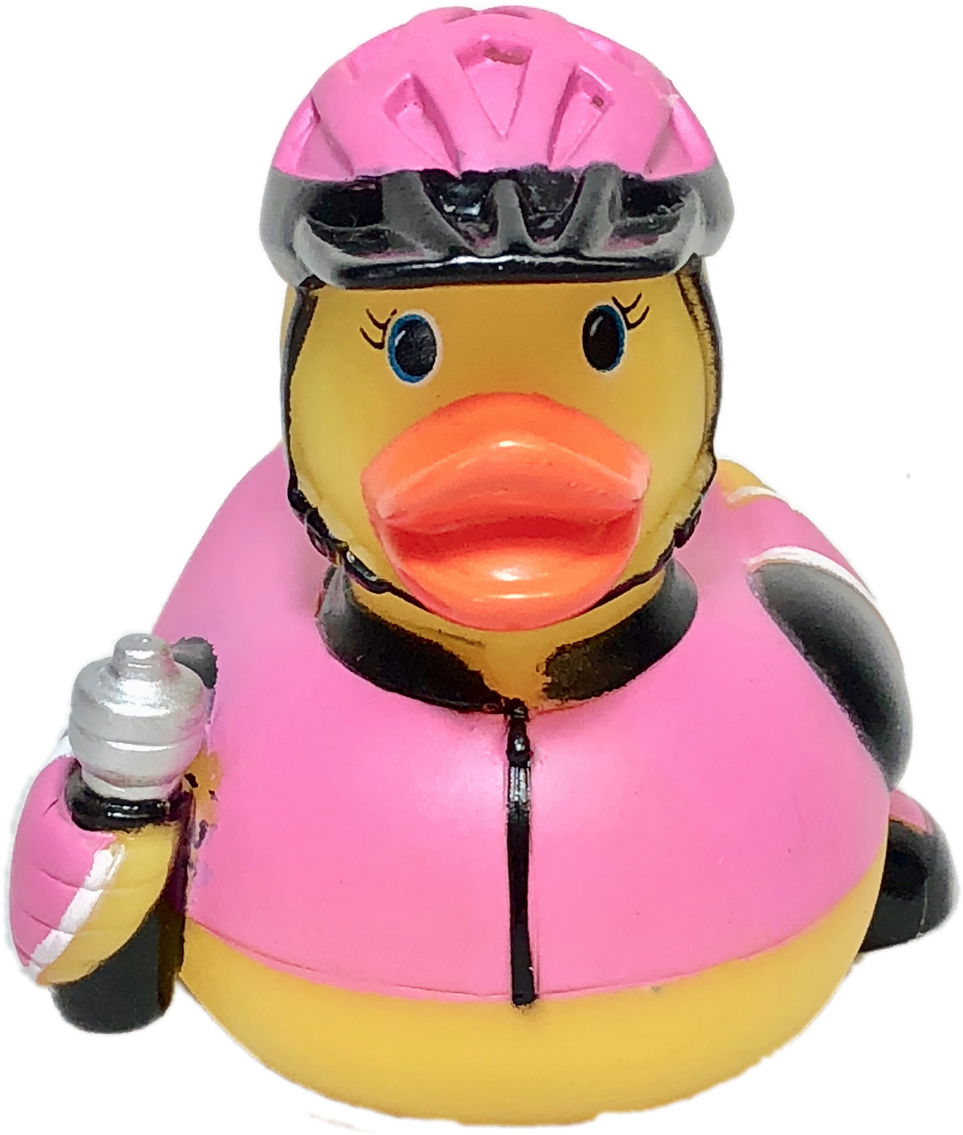 Cyclist Rubber Duck Figurine PNG Image