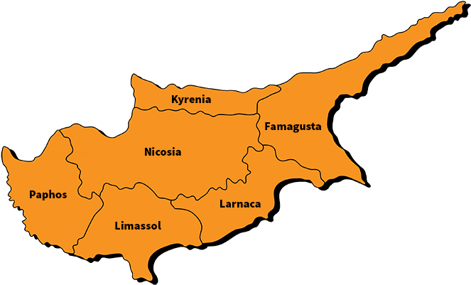 Cyprus Map Major Cities PNG Image