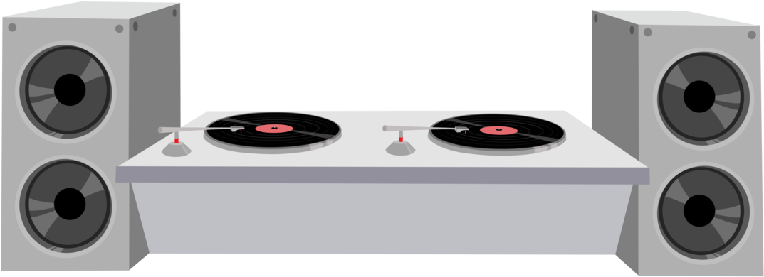 D J Setupwith Turntablesand Speakers PNG Image