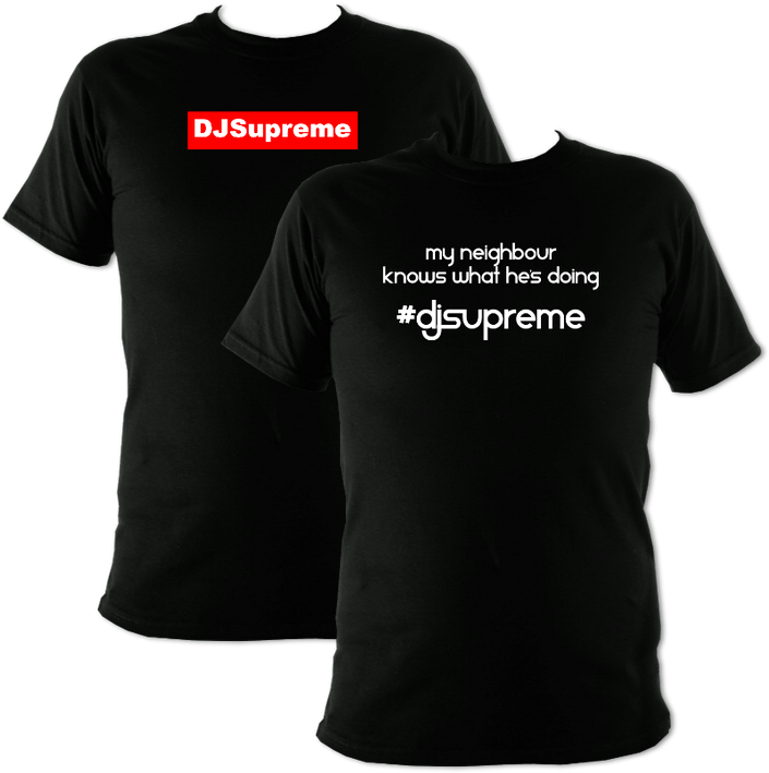 D J Supreme Branded Black T Shirts PNG Image