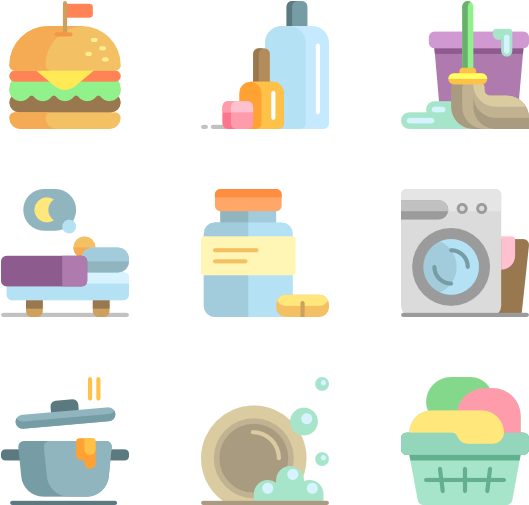 Daily Routine Icons Set PNG Image