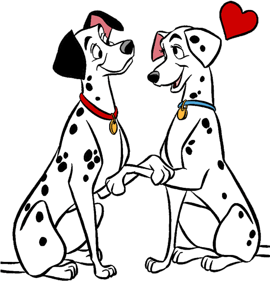 Dalmatians Shaking Paws Love PNG Image