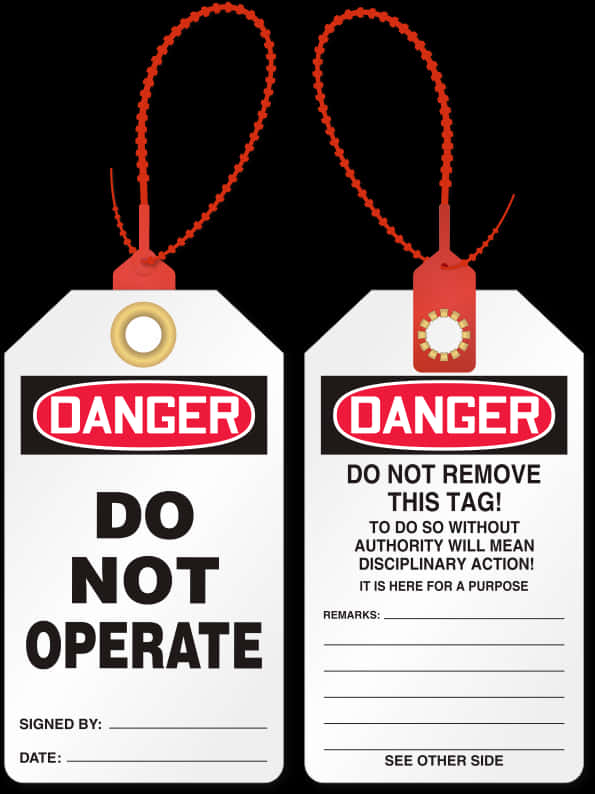 Danger Do Not Operate Tags PNG Image