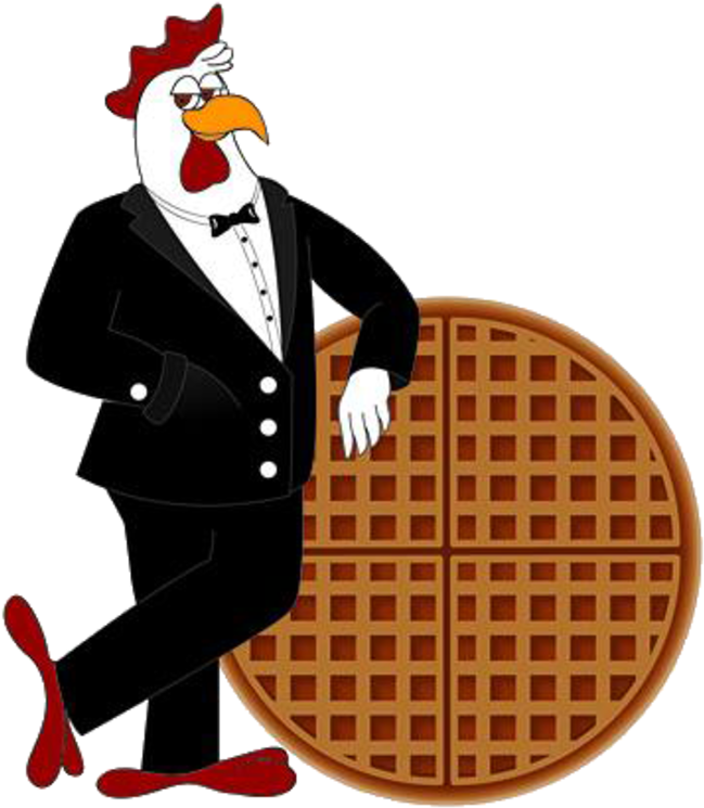 Dapper Chicken With Waffle PNG Image