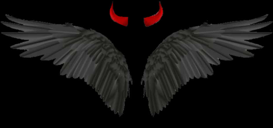 Dark_ Angel_ Wings_with_ Horns PNG Image