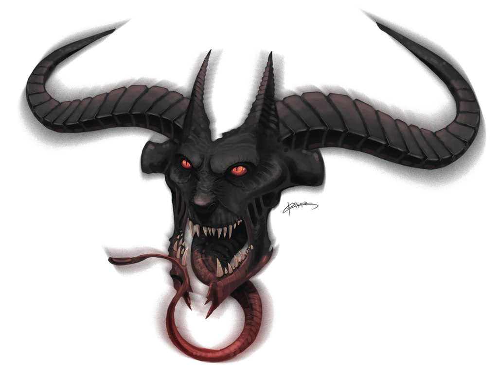 Dark Fantasy Demon Goat Horns PNG Image