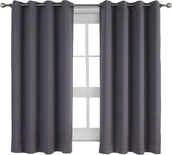 Dark Grey Window Curtains PNG Image