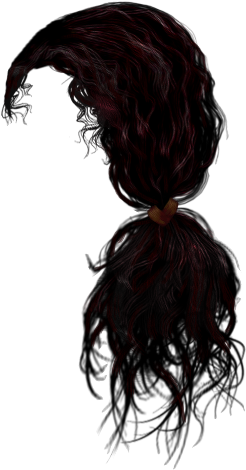 Dark Wavy Hair Tied Up PNG Image