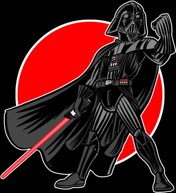 Darth Vader Red Saber Illustration PNG Image