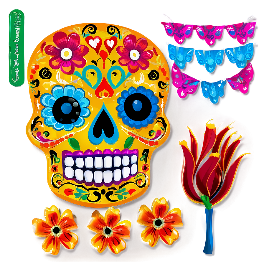 Day Of The Dead Papel Picado Png Nua PNG Image