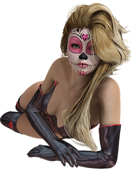 Dayofthe Dead Inspired Makeup Woman PNG Image