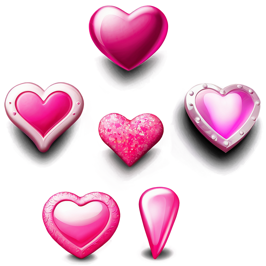 Dazzling Pink Hearts Icons Png 58 PNG Image