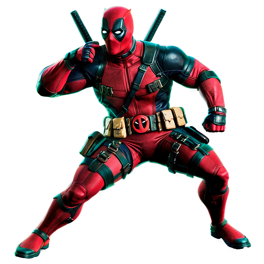 Deadpool In Battle Stance Png Wlf PNG Image