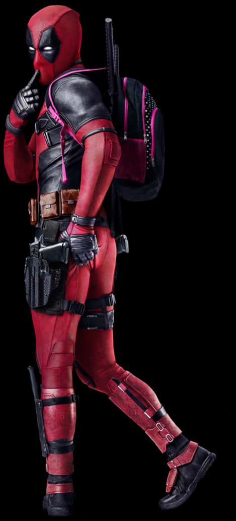 Deadpool Pose Fingeron Lips PNG Image