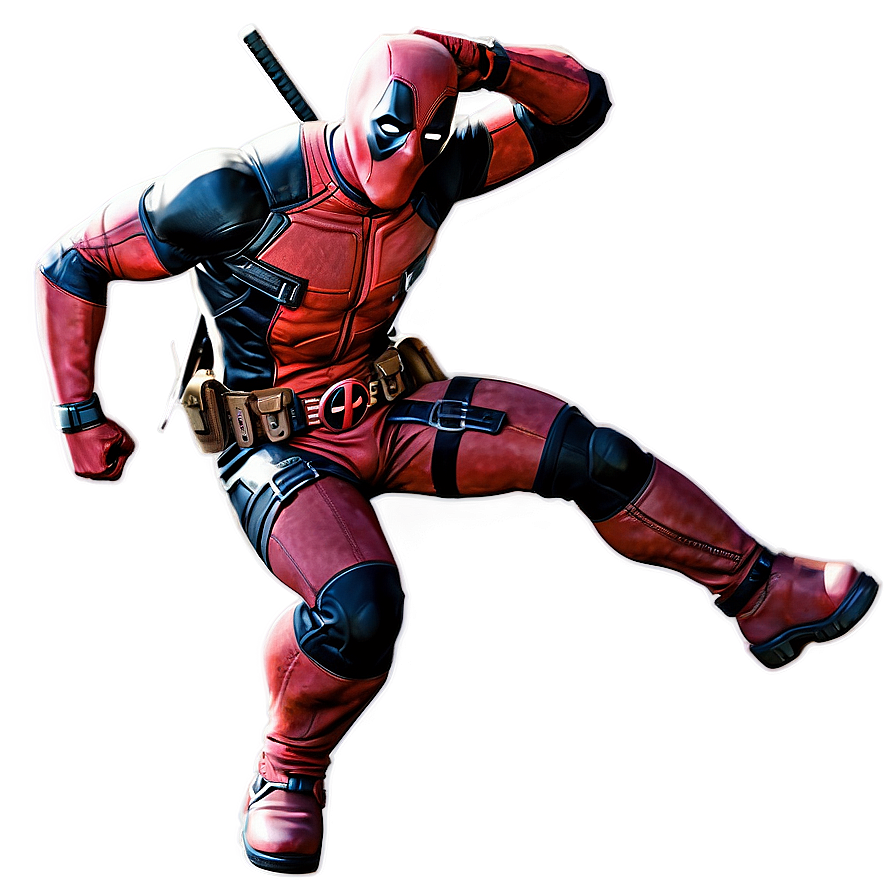 Deadpool Superhero Landing Png Xuc PNG Image