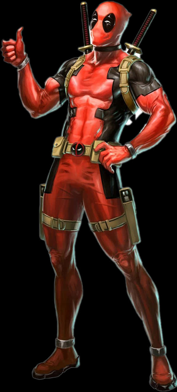 Deadpool Thumbs Up Pose PNG Image