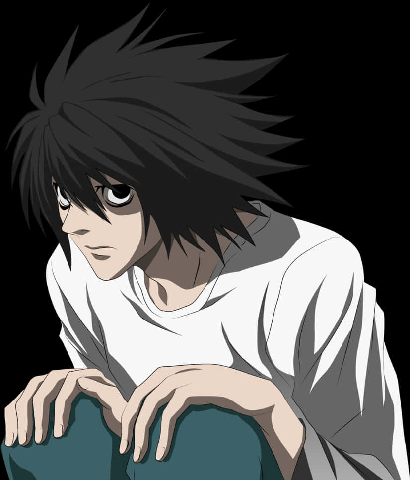 Death Note Character Brooding Pose PNG Image