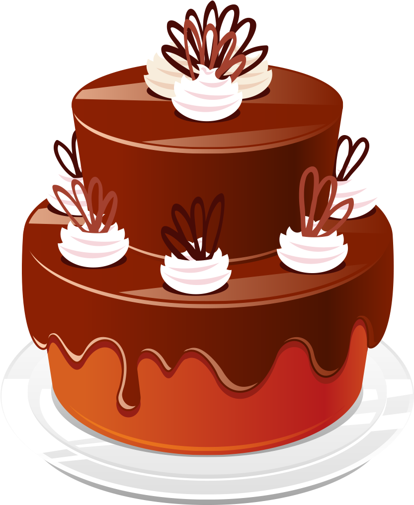 Decadent Chocolate Cake Illustration PNG Image