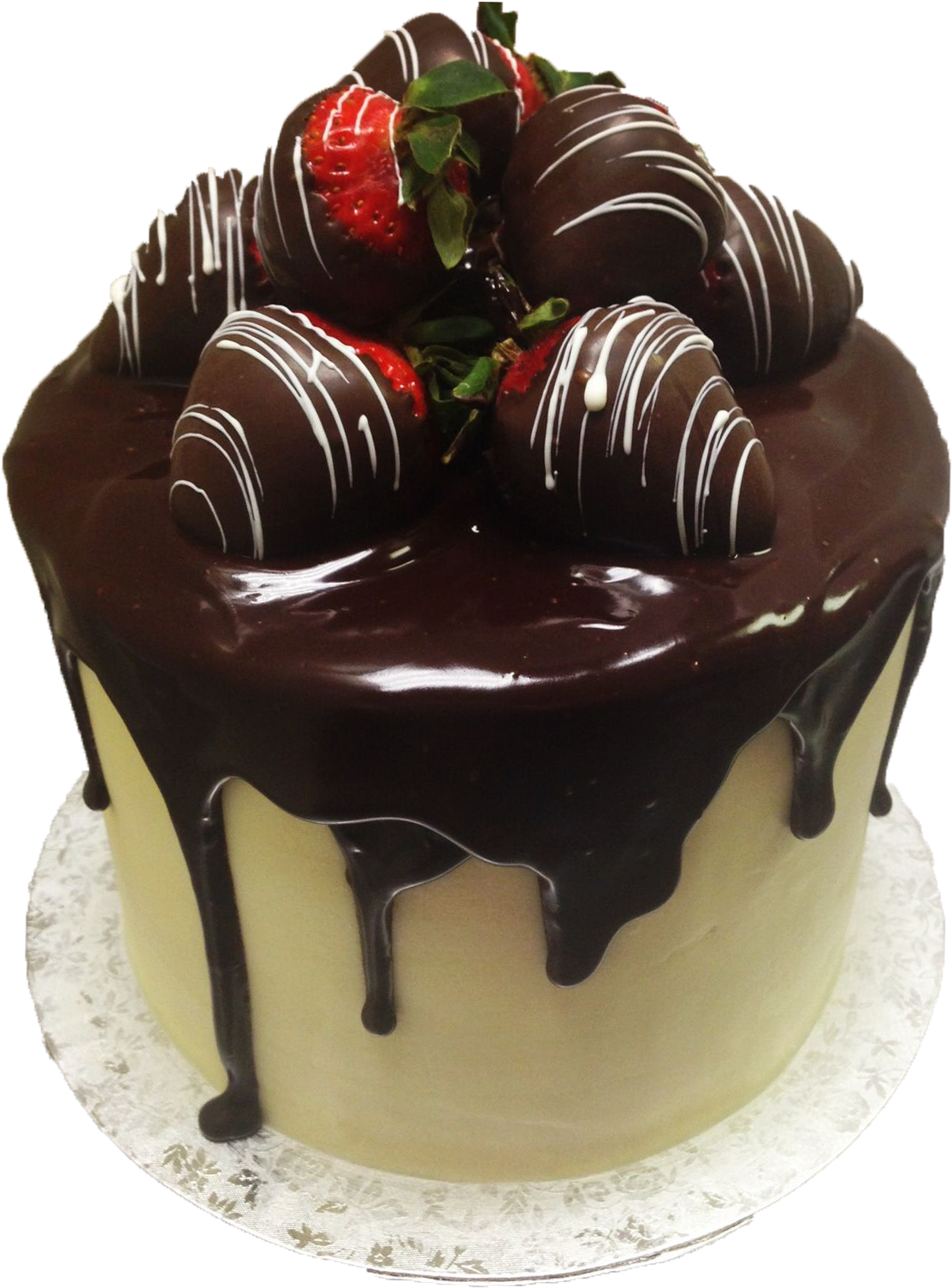 Decadent Chocolate Covered Strawberry Cake PNG Image