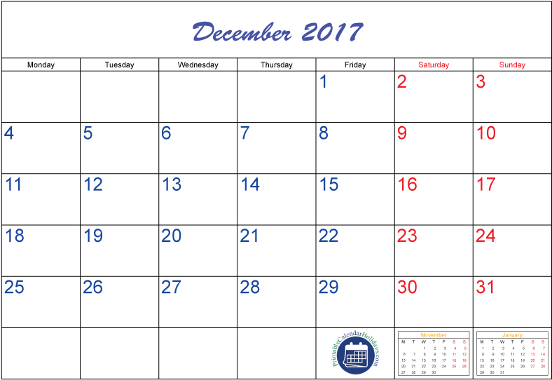 December2017 Calendar Template PNG Image