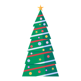 Decorated Christmas Tree Graphic PNG Image