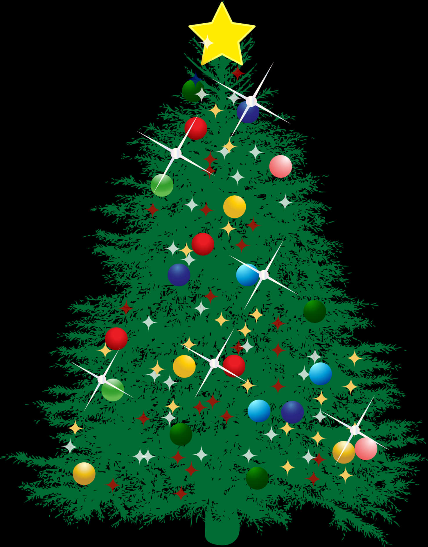 Decorated Christmas Tree Illustration PNG Image