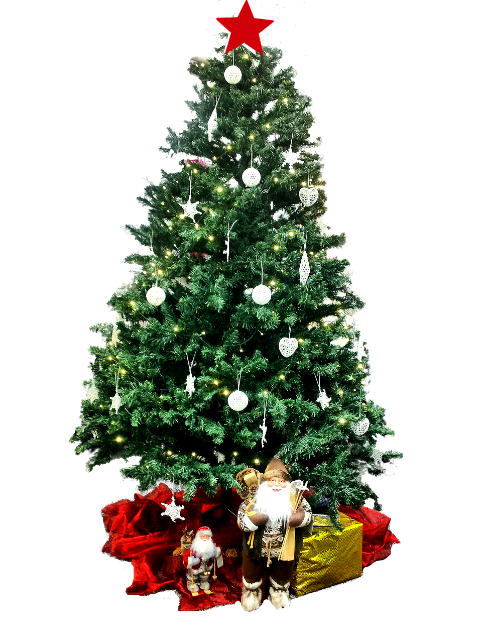 Decorated Christmas Treewith Santa Figurines PNG Image