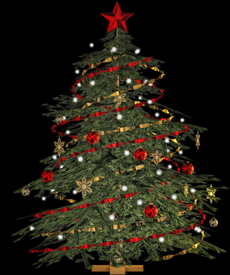 Decorated Christmas Treewith Star Topper PNG Image