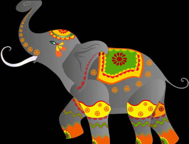 Decorated Elephant Illustration PNG Image