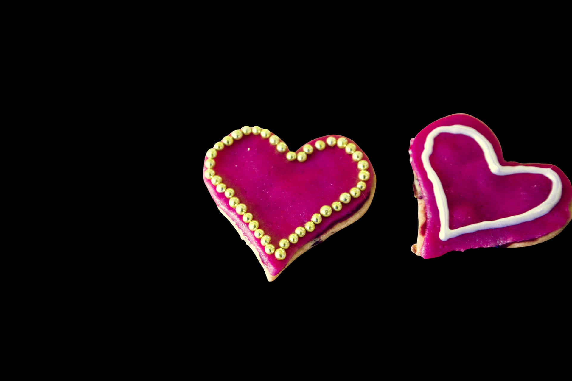 Decorated Heart Cookieson Black PNG Image