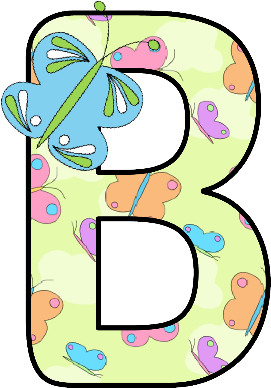 Decorative Butterfly Pattern Letter B PNG Image