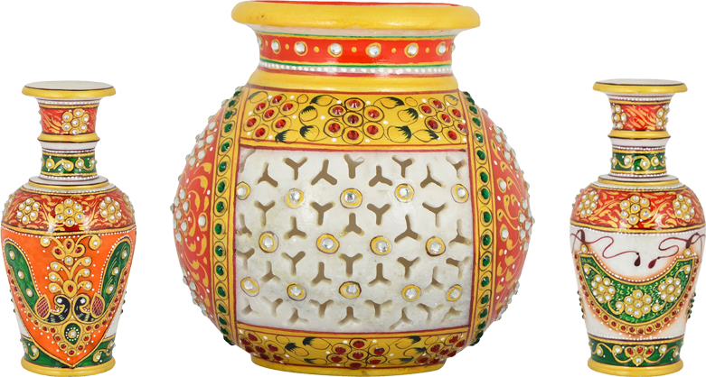 Decorative Ceramic Vases Set PNG Image