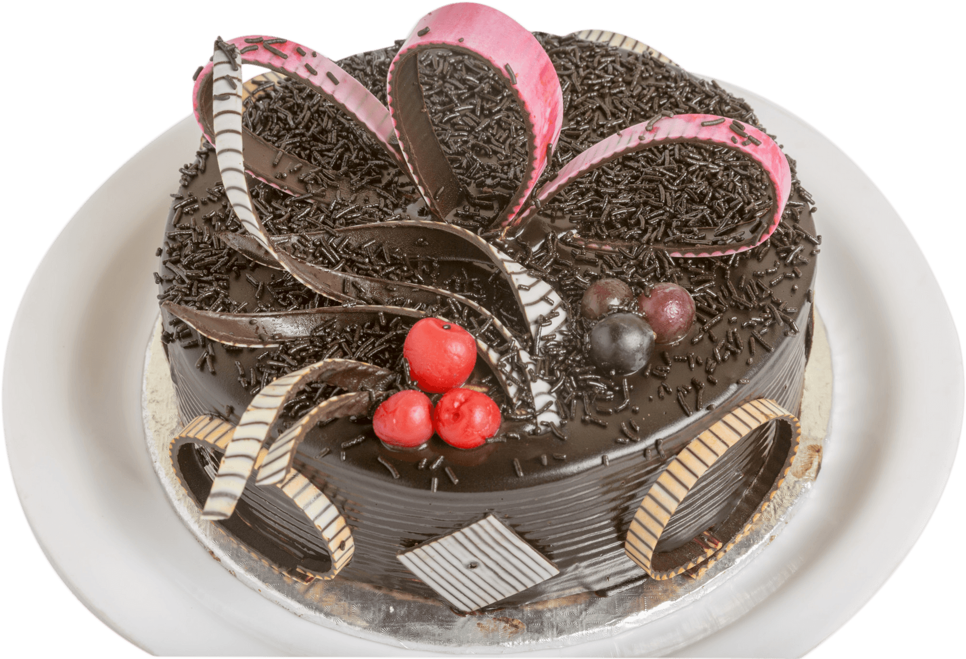 Decorative Chocolate Cakewith Chocolate Shavings PNG Image