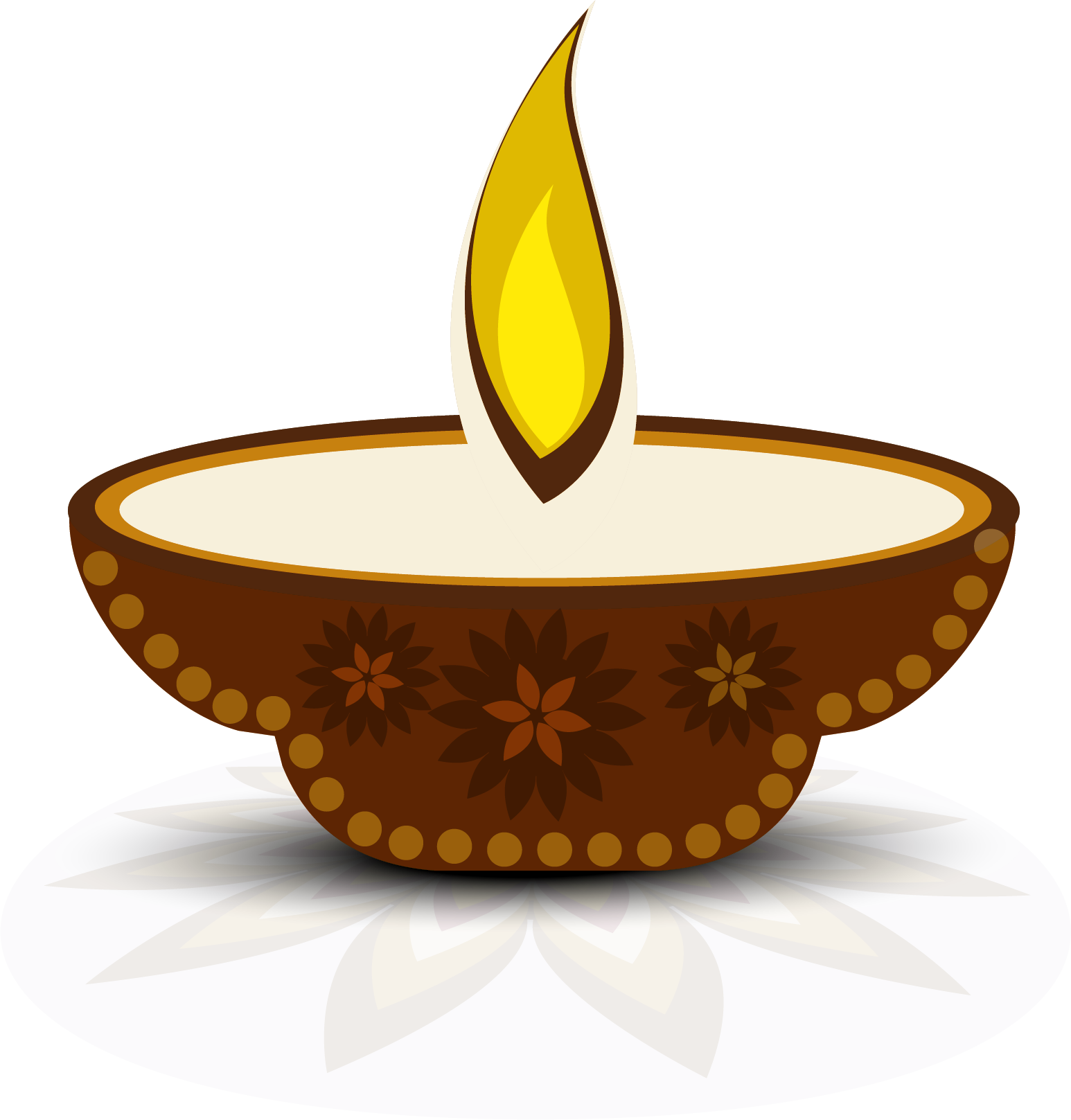 Decorative Diwali Diya Illustration PNG Image