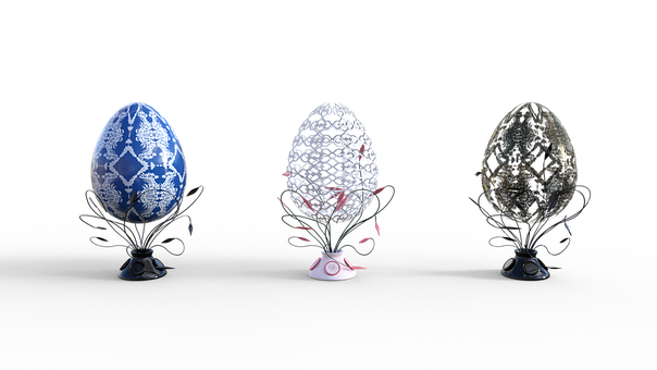 Decorative Eggs Trioon Black Background PNG Image