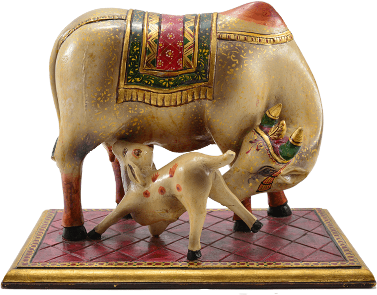 Decorative Elephantand Calf Figurines PNG Image