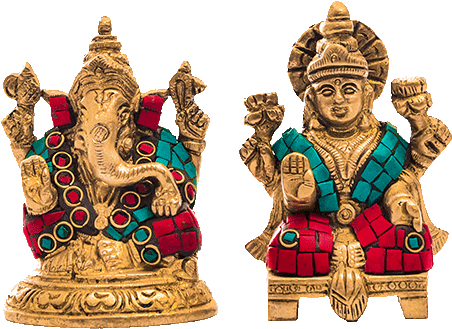 Decorative Ganeshand Lakshmi Statues PNG Image