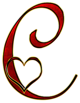 Decorative Letter Cwith Heart PNG Image