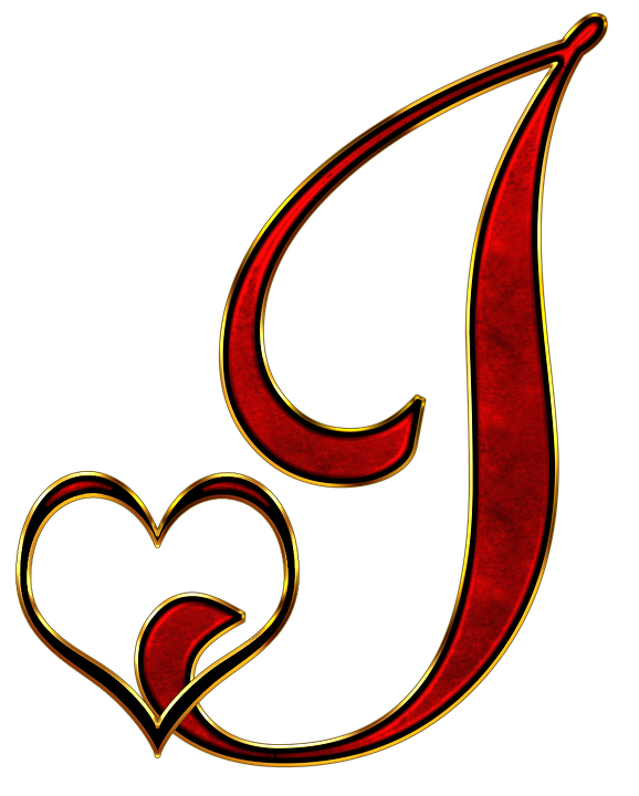 Decorative Letter Jwith Heart PNG Image