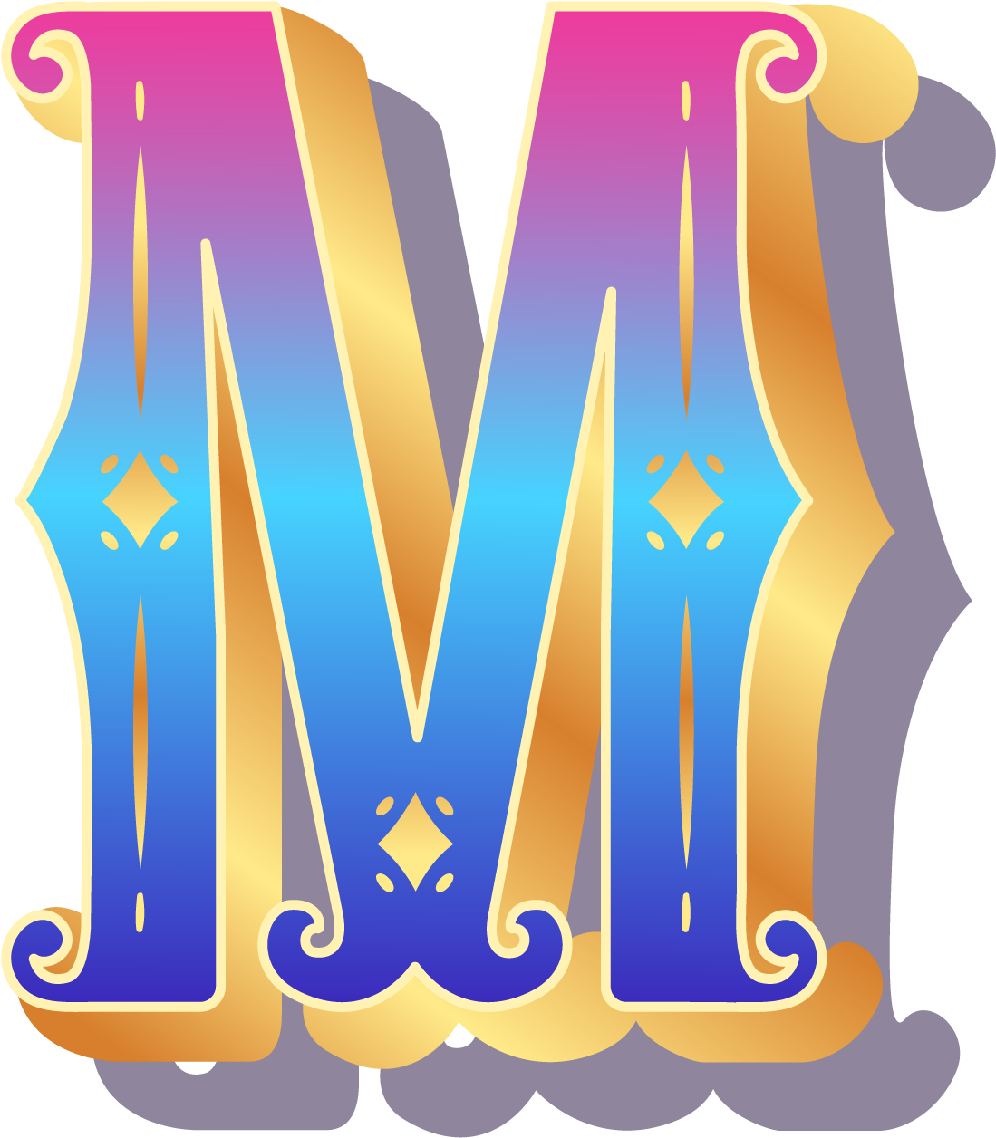 Decorative Letter M Illustration PNG Image