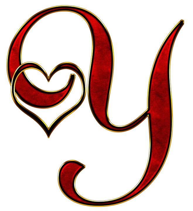 Decorative Letter Ywith Heart Design PNG Image