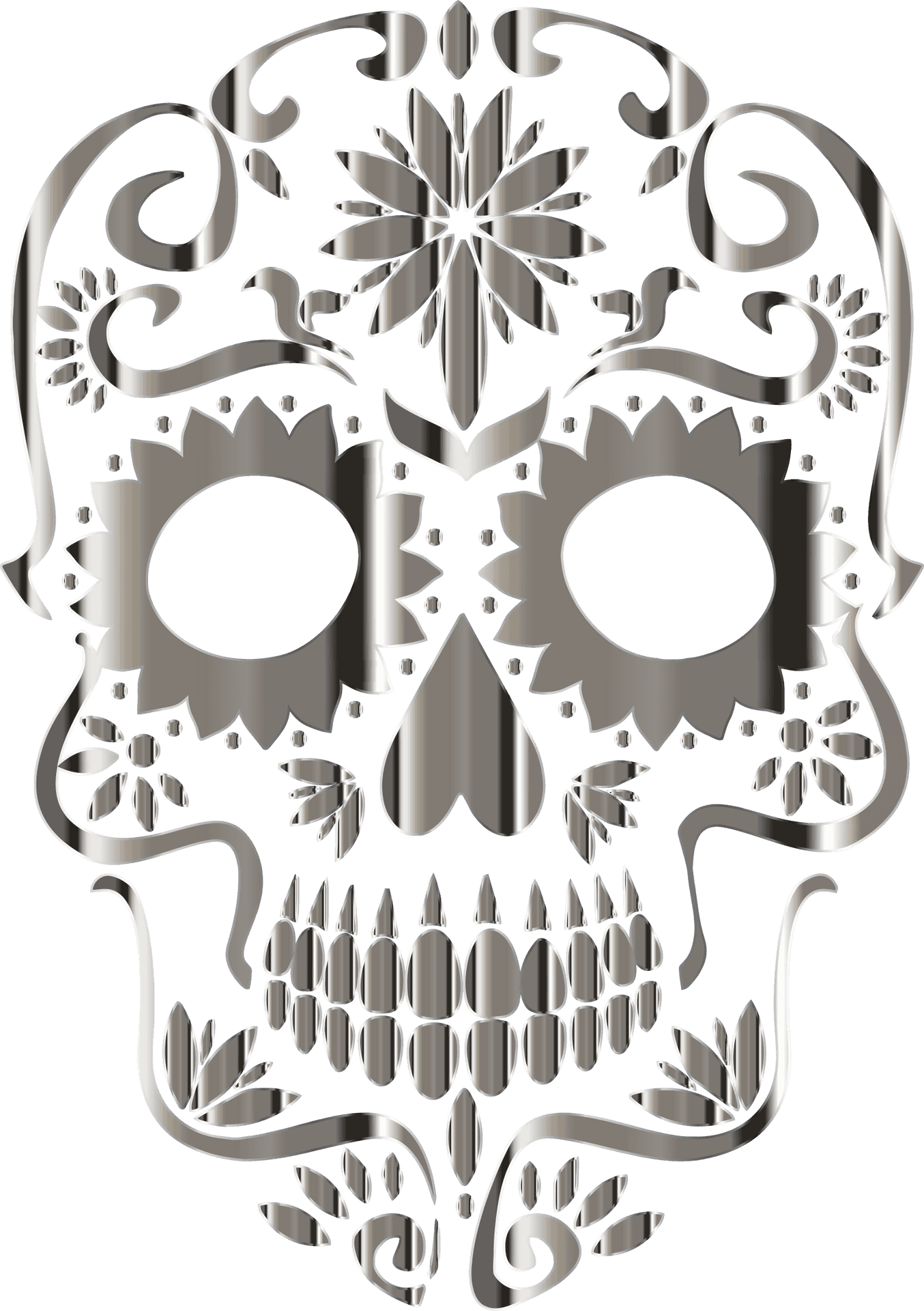 Decorative Metallic Skull Design.png PNG Image