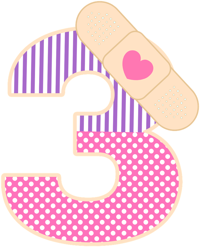 Decorative Number3with Bandage PNG Image